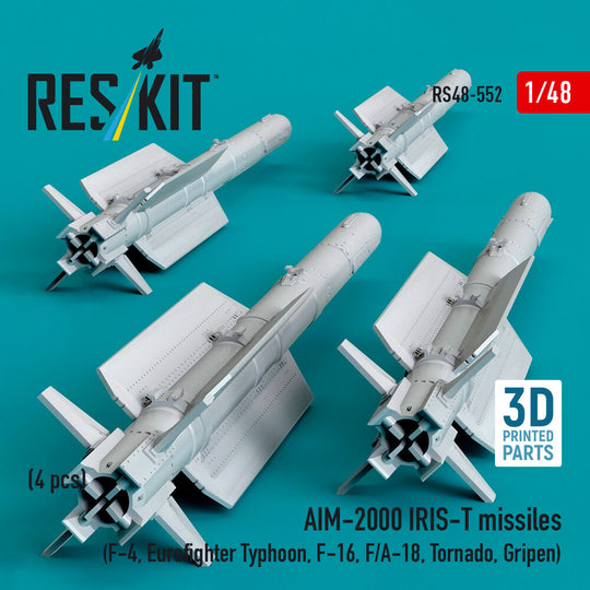 AIM-2000 IRIS-T missiles (4 pcs) (F-4, Eurofighter Typhoon, F-16, F/A-18, Tornado, Gripen) (3D Printed)