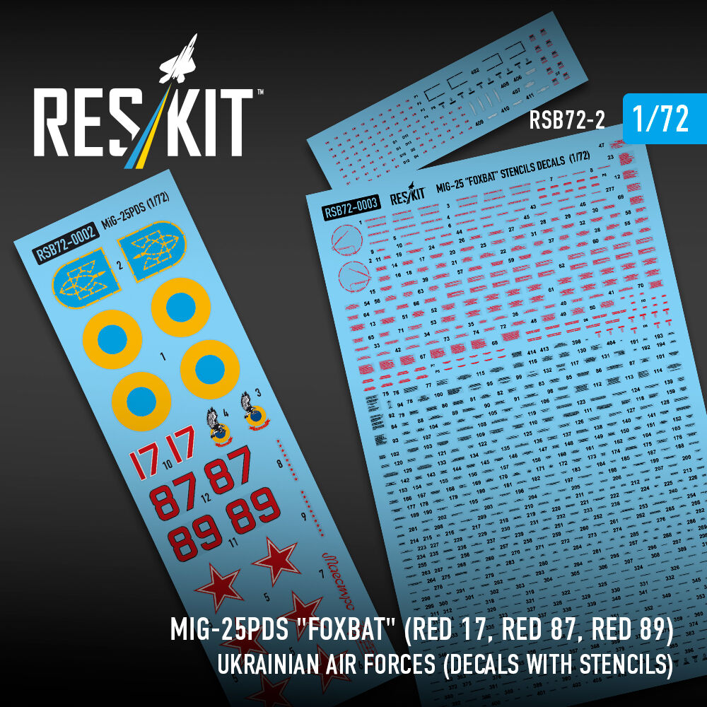 MiG-25PDS Foxbat (Red 17, Red 87, Red 89) Ukrainian Air Forces (Decals with Stencils)