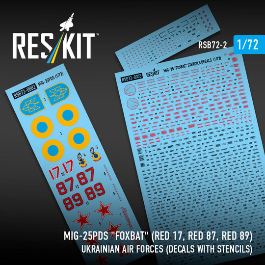 MiG-25PDS Foxbat (Red 17, Red 87, Red 89) Ukrainian Air Forces (Decals with Stencils)
