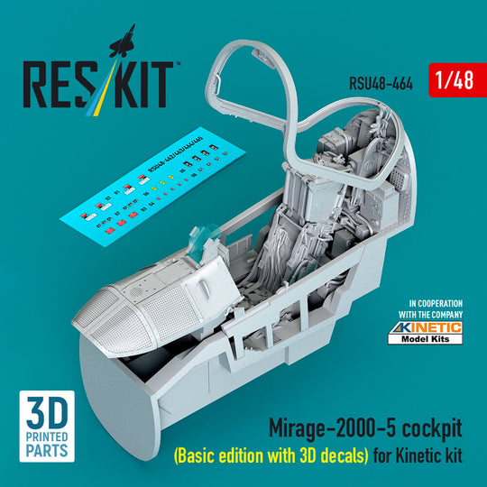 Mirage-2000-5 cockpit (Basic edition with 3D decals) for Kinetic kit (3D Printed)