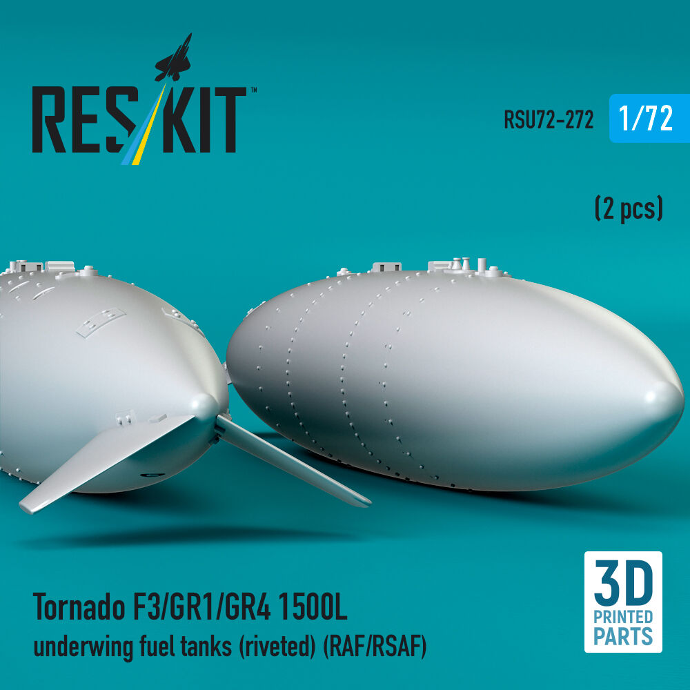 Tornado F3/GR1/GR4 1500L underwing fuel tanks (riveted) (RAF/RSAF) (2 pcs) (3D Printed)