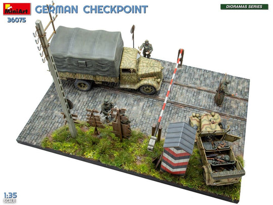 German Checkpoint. 3t Cargo Truck 3,6-36S & Kfz.1 Type 170VK w/ Feldgendarmerie. Big Set