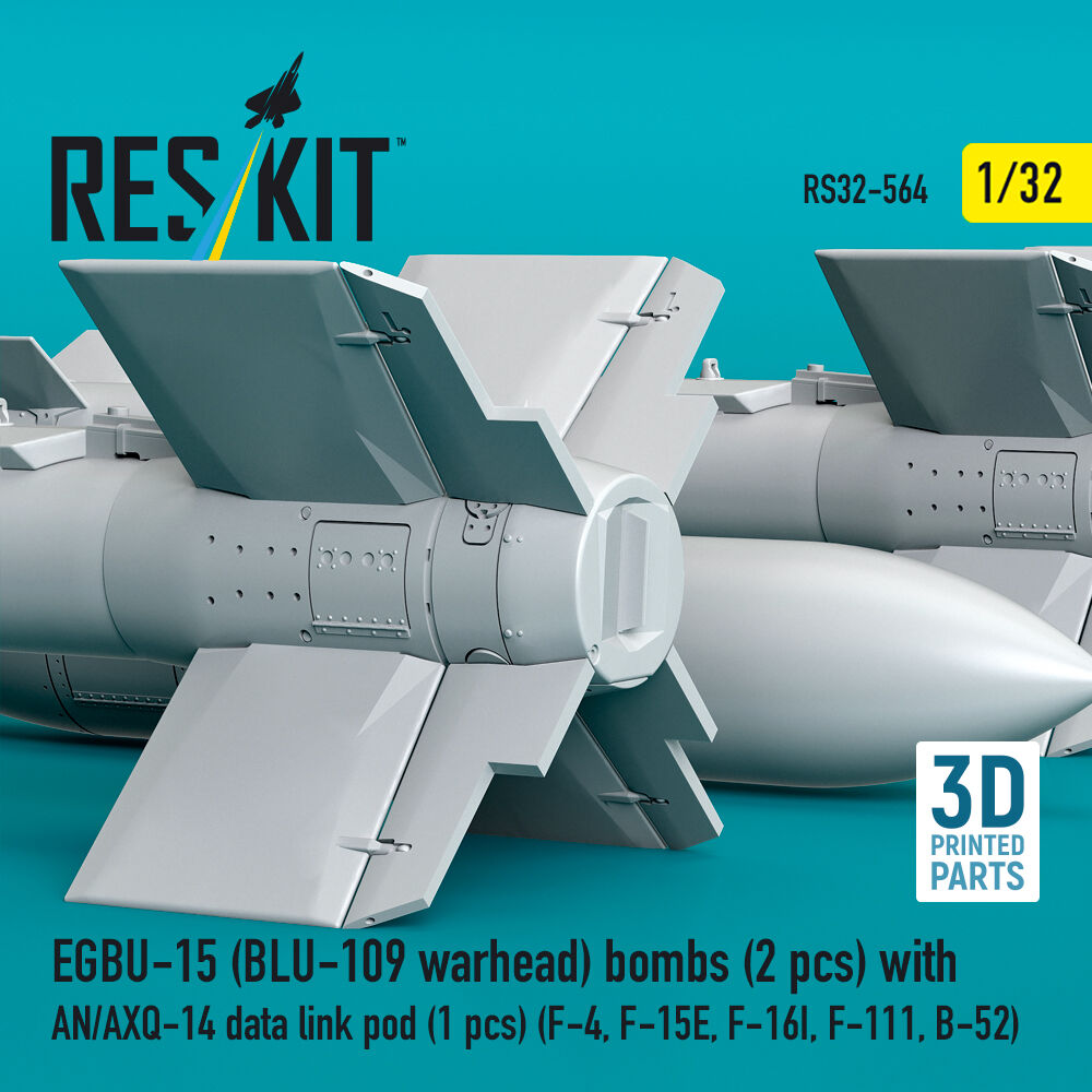 EGBU-15 (BLU-109 warhead) bombs (2 pcs) with AN/AXQ-14 data link pod (1 pcs) (F-4, F-15E, F-16I, F-111, B-52) (3D Printed)