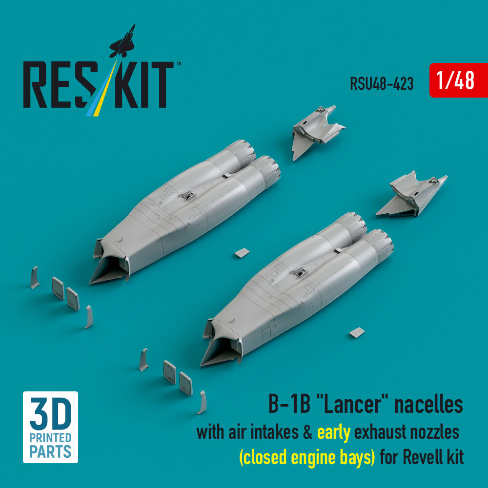 B-1B Lancer nacelles with air intakes & early exhaust nozzles (?losed engine bays) for Revell kit (3D Printed)