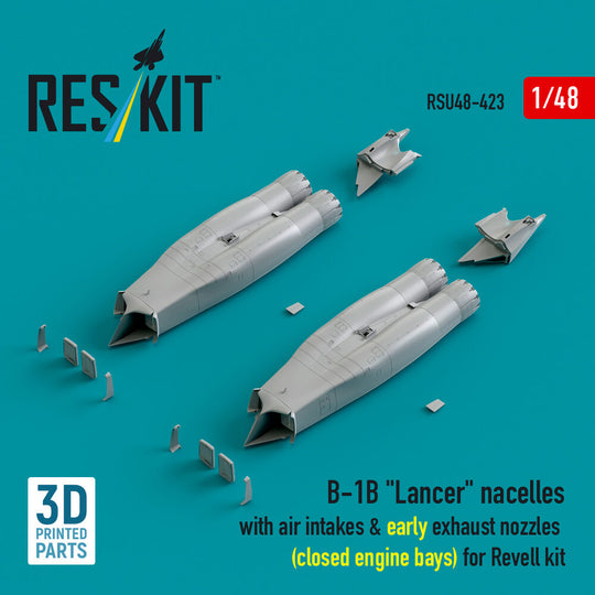 B-1B Lancer nacelles with air intakes & early exhaust nozzles (?losed engine bays) for Revell kit (3D Printed)