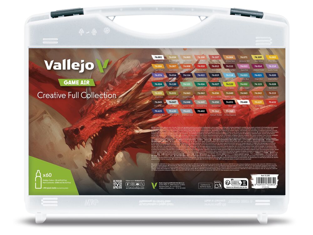 Game Air: Creative Full Collection. Includes 51 colors, 7 primers and 2 auxiliaries 18 ml