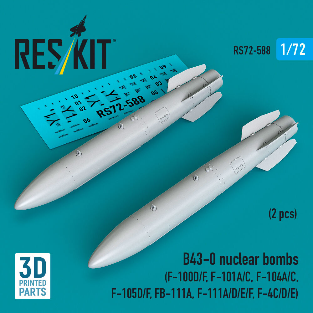 B43-0 nuclear bombs (2 pcs) (F-100D/F, F-101A/C, F-104A/C, F-105D/F, FB-111A, F-111A/E/D/F, F-4C/D/E) (3D Printed)