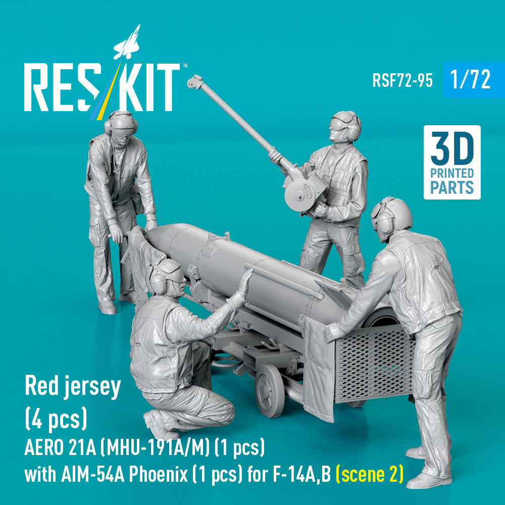 Red jersey (4 pcs) AERO 21A (MHU-191A/M) (1 pcs) with AIM-54A Phoenix (1 pcs) for F-14A,B (scene 2) (3D Printed)