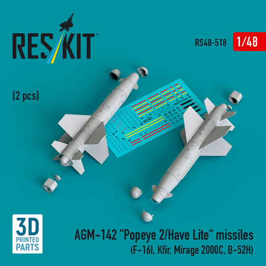AGM-142 Popeye 2/Have Lite missiles (2 pcs) (F-16I, Kfir, Mirage 2000C, B-52H) (3D Printed)