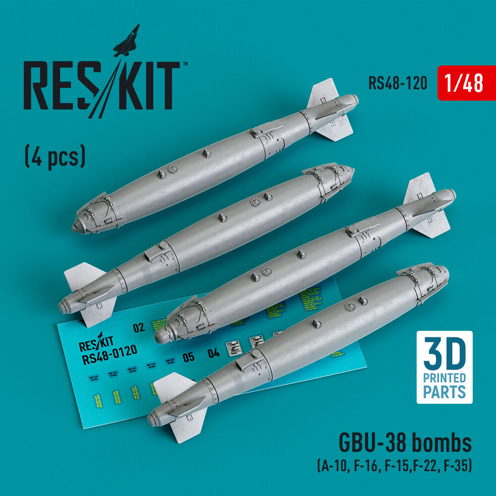 GBU-38 bombs (4 pcs) (A-10, F-16, F-15,F-22, F-35) (3D Printed)