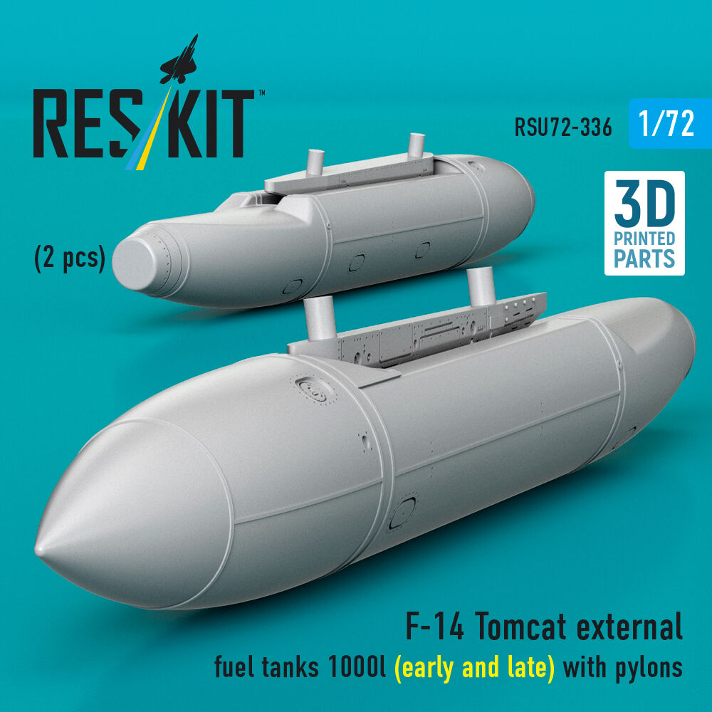 F-14 Tomcat external fuel tanks 1000l (early and late) with pylons (2 pcs) (3D Printed)