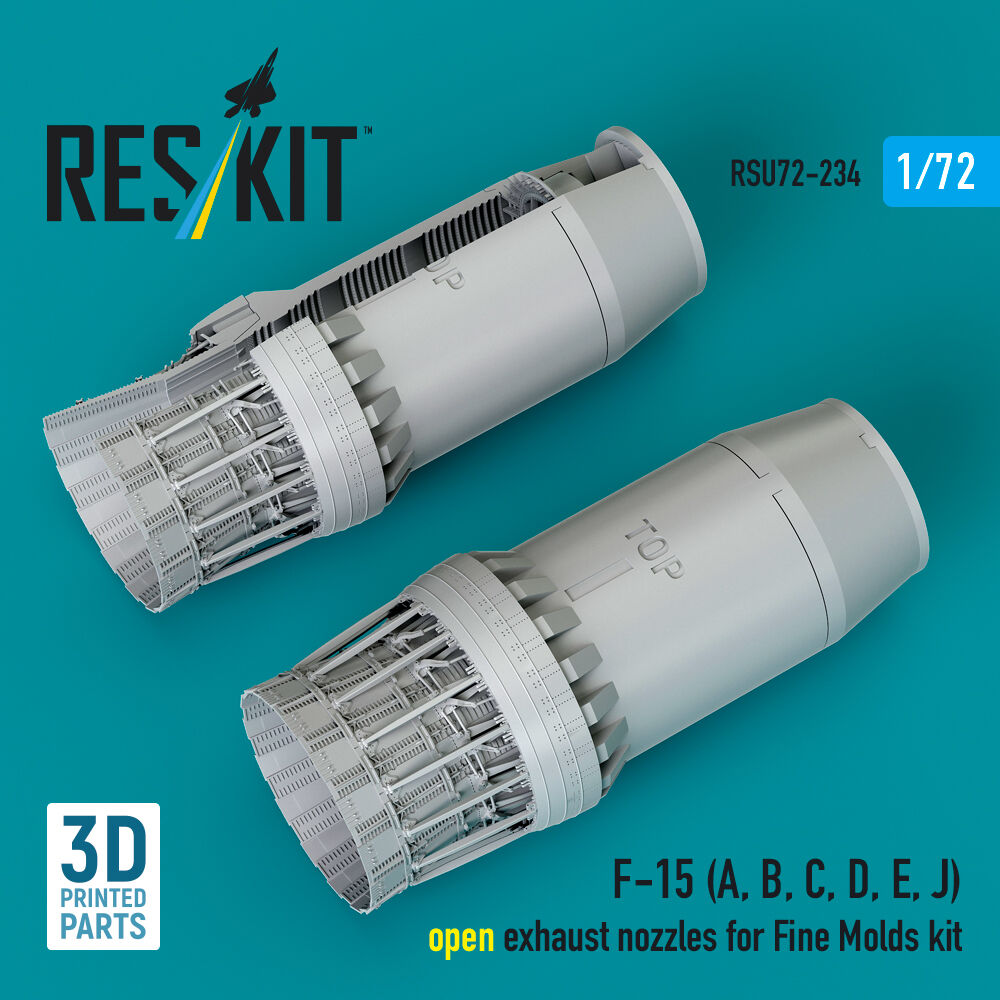 F?15 Eagle/Strike Eagle (A,B,C,D,E early,J) F100-PW-220 open exhaust nozzles for Fine Molds kit (3D Printed)