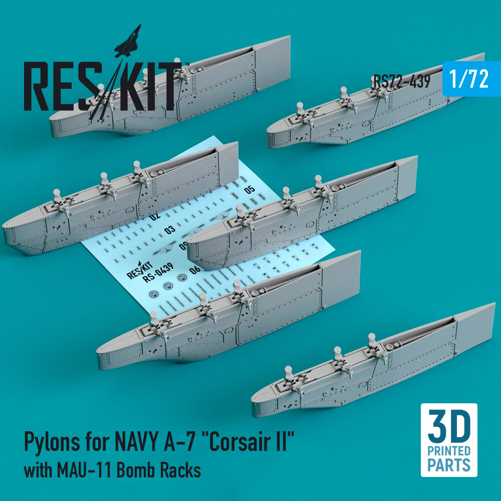 Pylons for NAVY A-7 Corsair II with MAU-11 Bomb Racks (3D Printed)