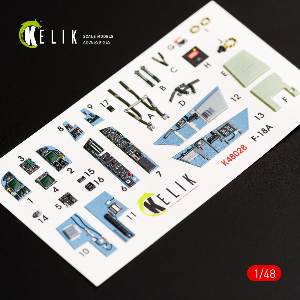 F/A-18A Hornet interior 3D decals for Kinetic kit