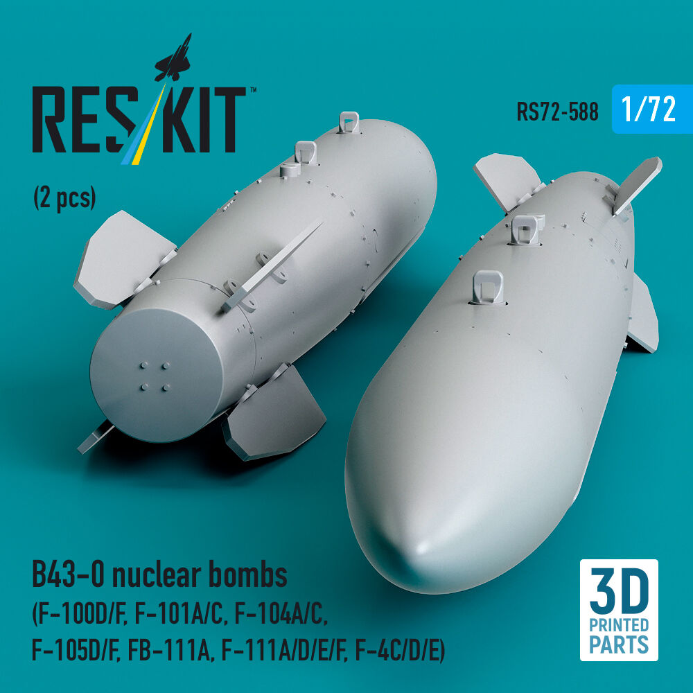 B43-0 nuclear bombs (2 pcs) (F-100D/F, F-101A/C, F-104A/C, F-105D/F, FB-111A, F-111A/E/D/F, F-4C/D/E) (3D Printed)