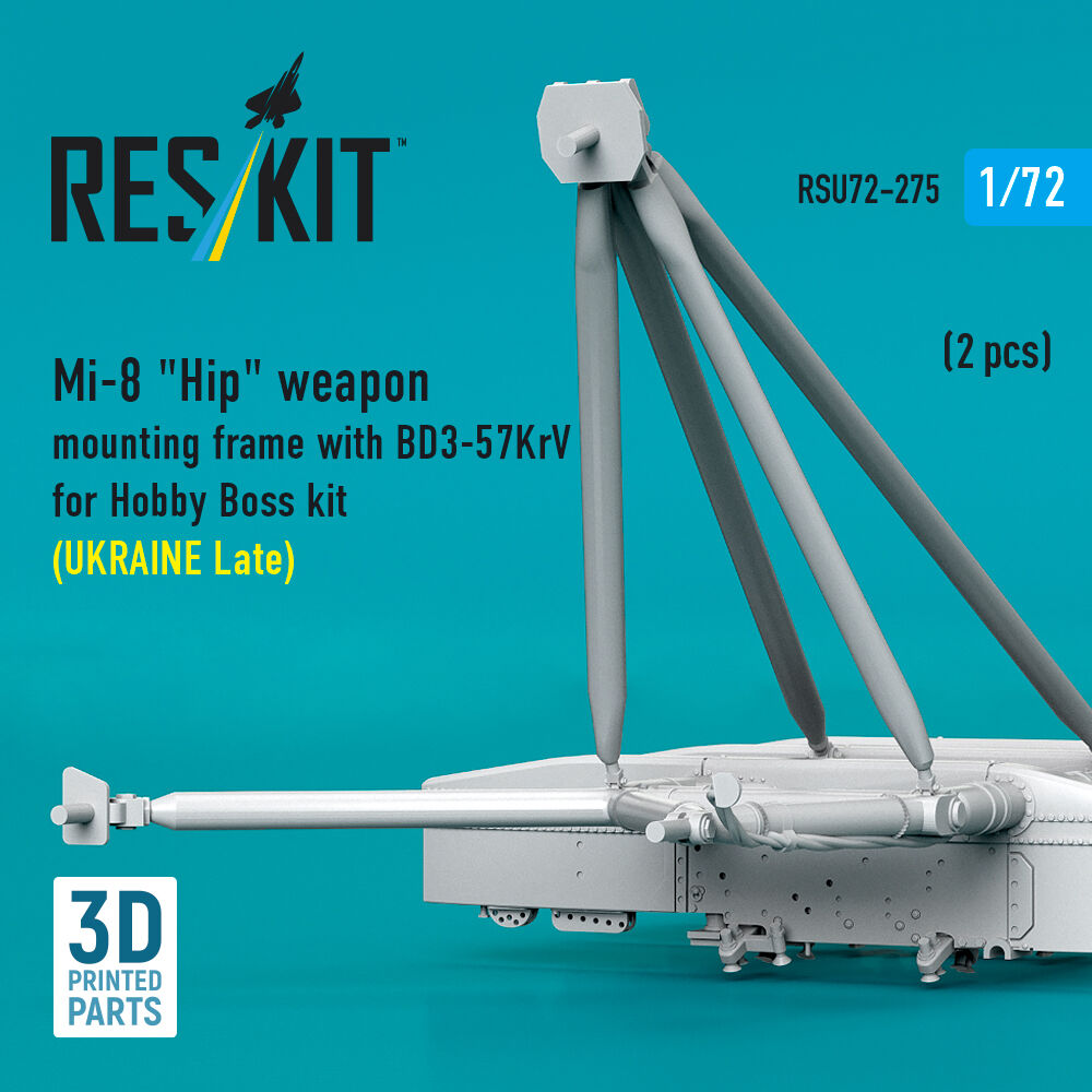 Mi-8 Hip weapon mounting frame with BD3-57KrV for Hobby Boss kit (UKRAINE Late) (2 pcs) (3D Printed)