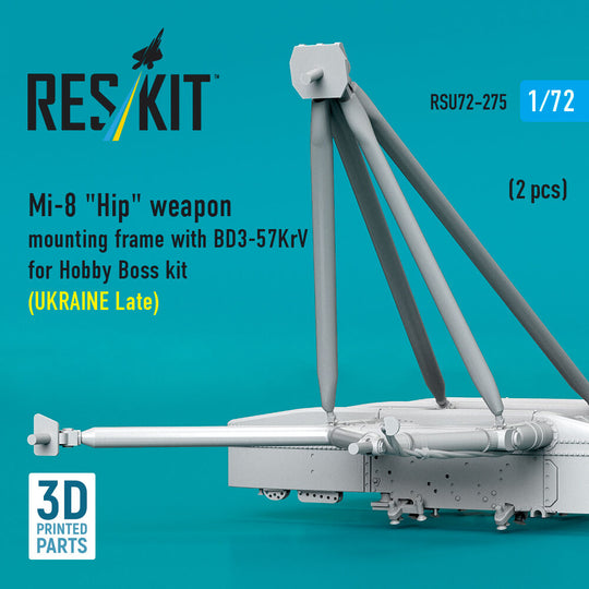 Mi-8 Hip weapon mounting frame with BD3-57KrV for Hobby Boss kit (UKRAINE Late) (2 pcs) (3D Printed)