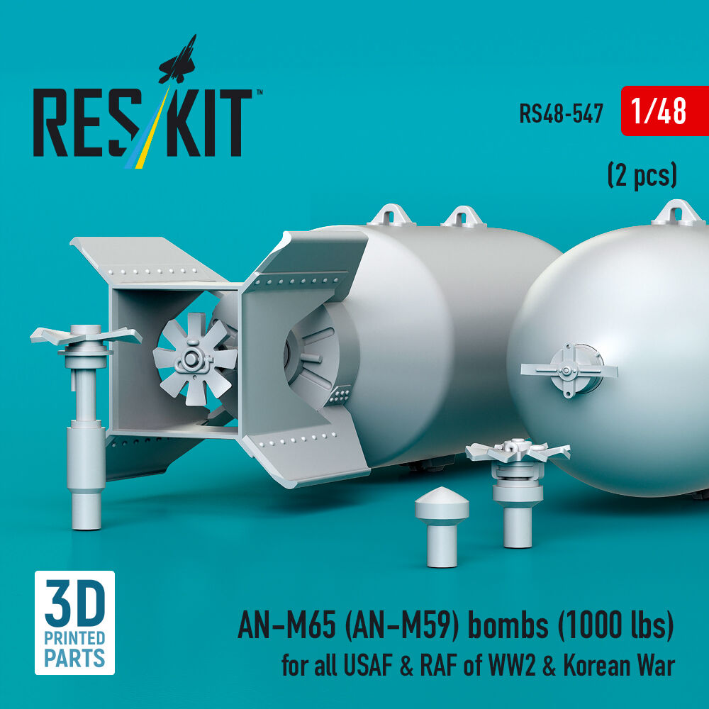 AN-M65 (AN-M59) bombs (2 pcs) (1000 lbs) for all USAF & RAF of WW2 & Korean War (3D Printed)