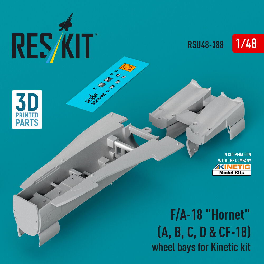 F/A-18 Hornet (A, B, C, D & CF-18) wheel bays for Kinetic kit (3D printed)