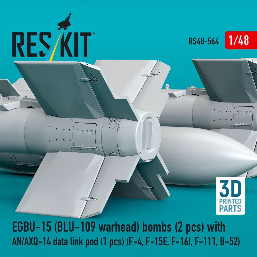EGBU-15 (BLU-109 warhead) bombs (2 pcs) with AN/AXQ-14 data link pod (1 pcs) (F-4, F-15E, F-16I, F-111, B-52) (3D Printed)