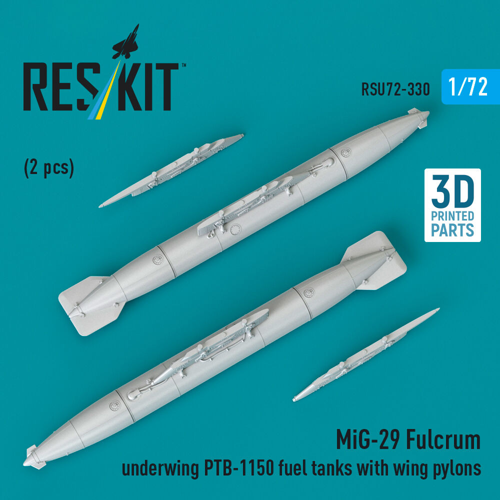 MiG-29 Fulcrum underwing PTB-1150 fuel tanks with wing pylons (2 pcs) (3D Printed)