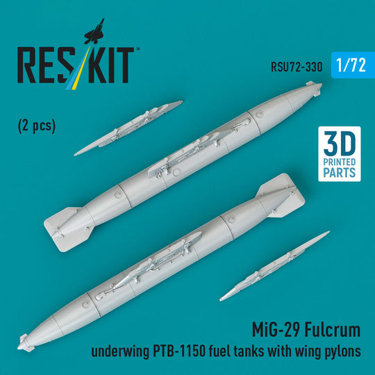 MiG-29 Fulcrum underwing PTB-1150 fuel tanks with wing pylons (2 pcs) (3D Printed)