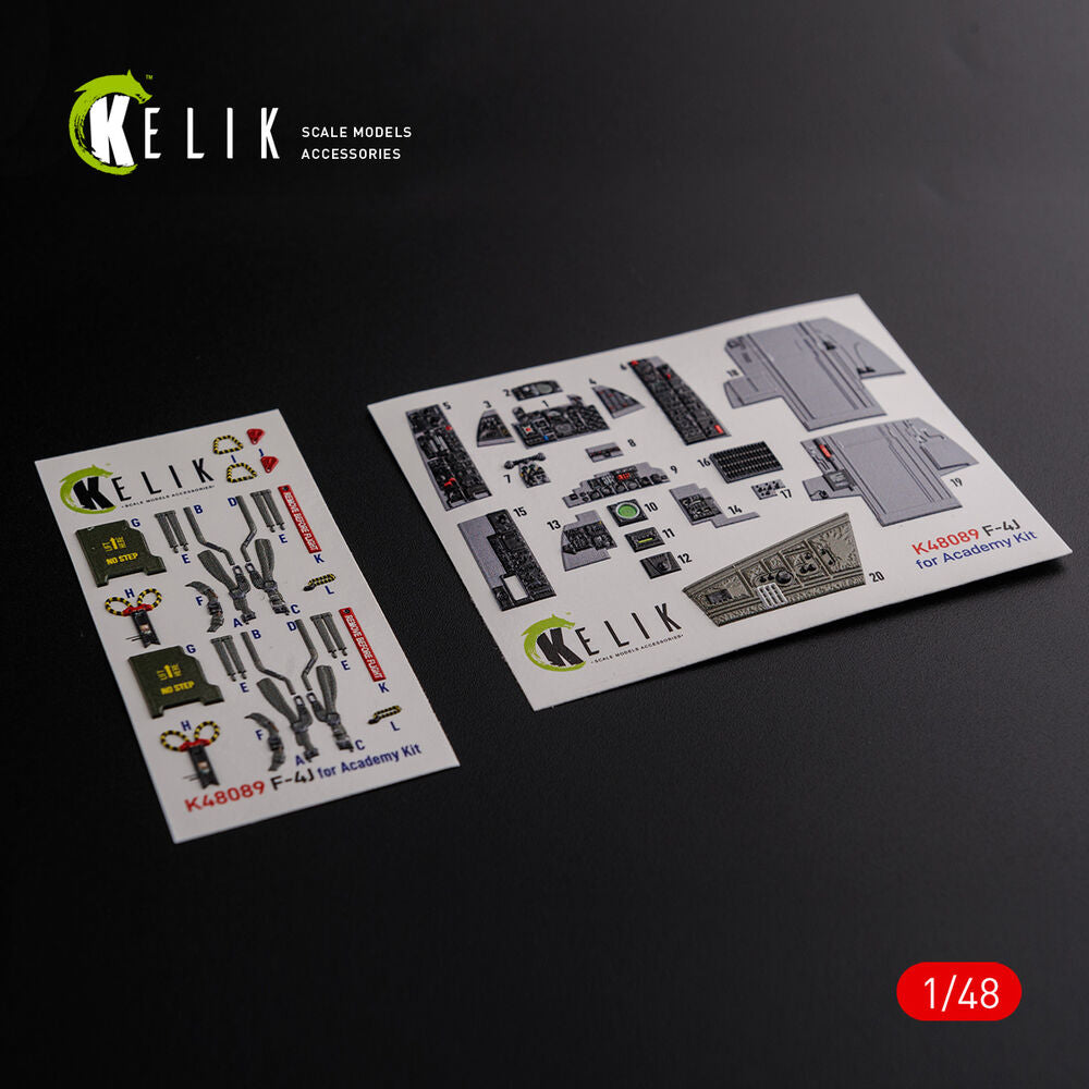 F-4J Phantom II interior 3D decals for Academy kit