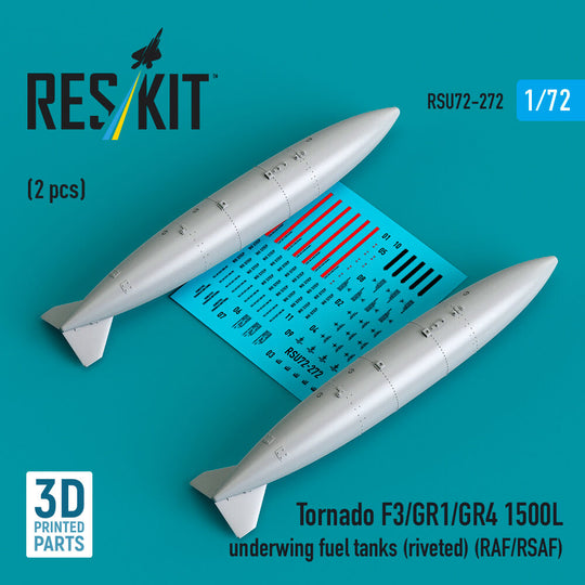 Tornado F3/GR1/GR4 1500L underwing fuel tanks (riveted) (RAF/RSAF) (2 pcs) (3D Printed)