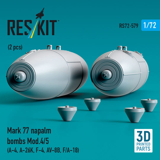 Mark 77 napalm bombs Mod.4/5 (2pcs) (A-4, A-26K, F-4, AV-8B, F/A-18) (3D Printed)