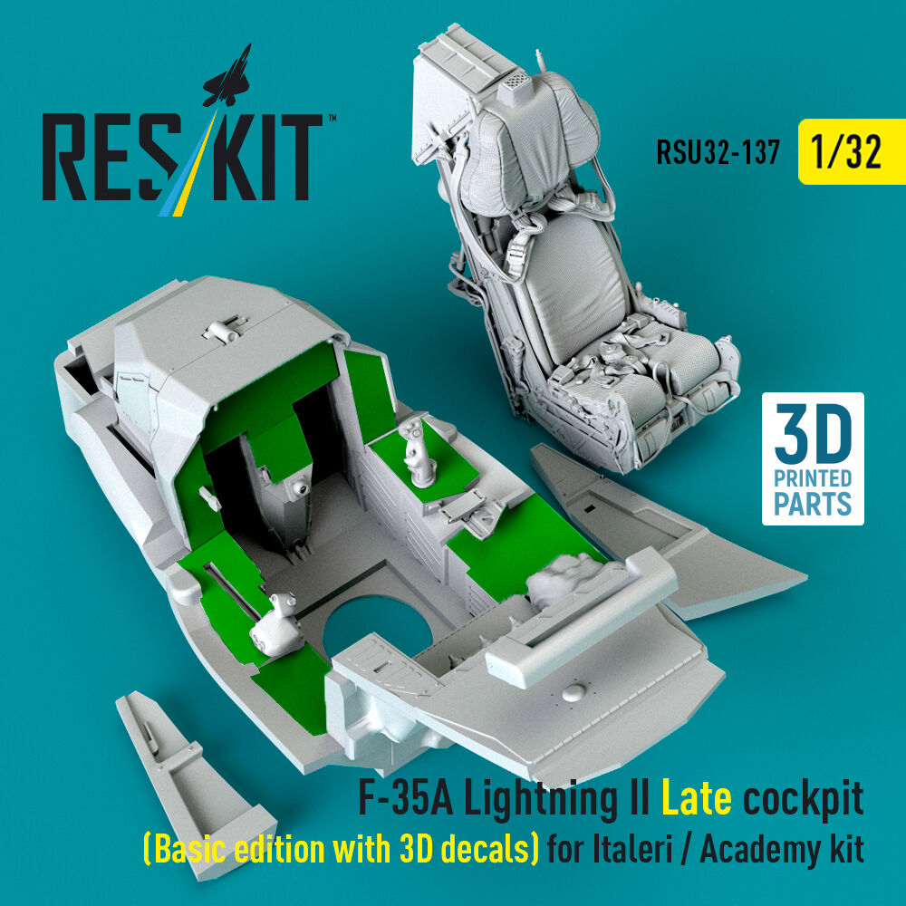 F-35A Lightning II Late cockpit (Basic edition with 3D decals) for Italeri / Academy kit (3D Printed)