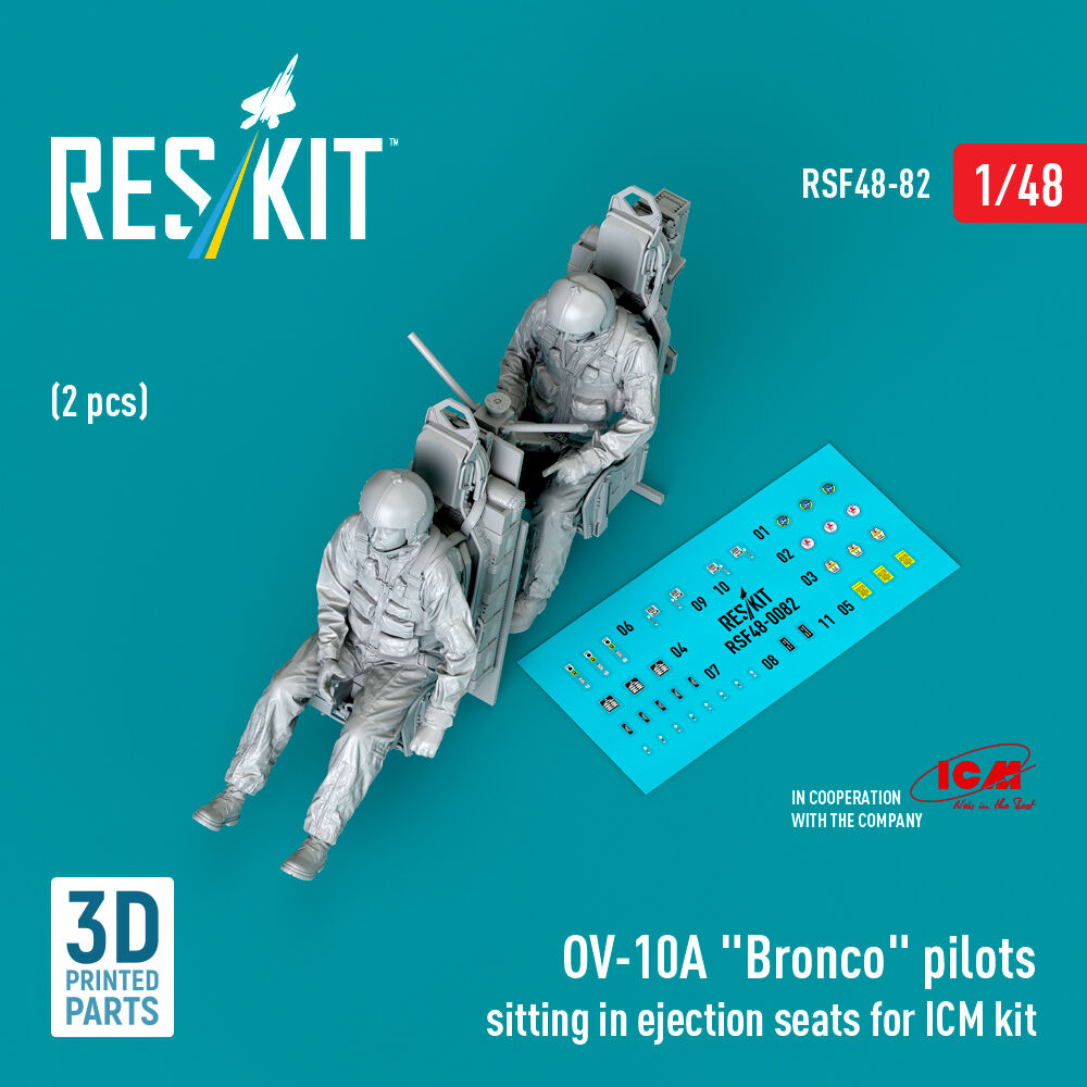 OV-10A Bronco pilots sitting in ejection seats for ICM kit (2 pcs) (3D Printed)