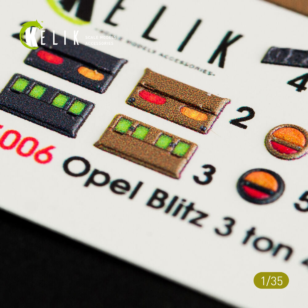 Opel Blitz 3ton 4x2 interior 3D decals for Tamiya kit