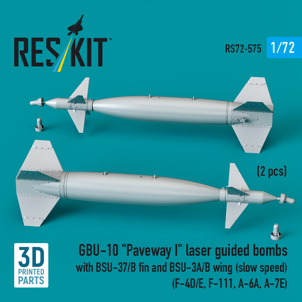 GBU-10 Paveway I laser guided bombs with BSU-37/B fin and BSU-3A/B wing (slow speed) (2 pcs) (F-4D/E, F-111, A-6A, A-7E) (3D Printed)
