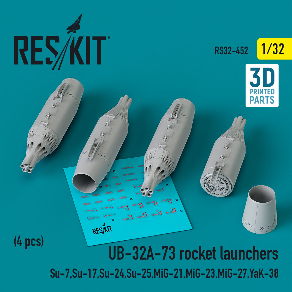 UB-32A-73 rocket launchers (4 pcs) (Su-7, Su-17, Su-24, Su-25, MiG-21, MiG-23, MiG-27, YaK-38) (3D Printed)