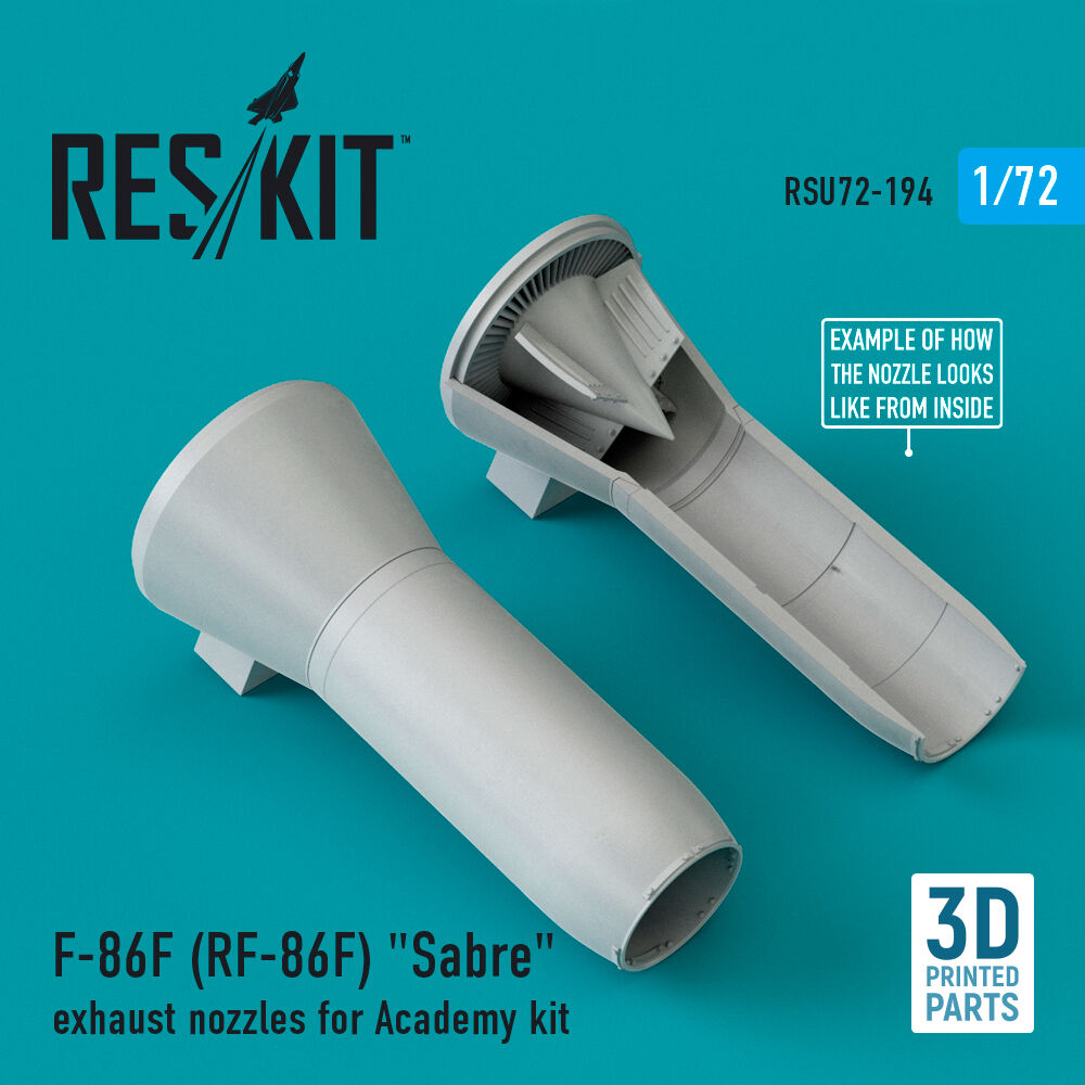 F-86F (RF-86F) Sabre exhaust nozzles for Academy kit (3D Printed)