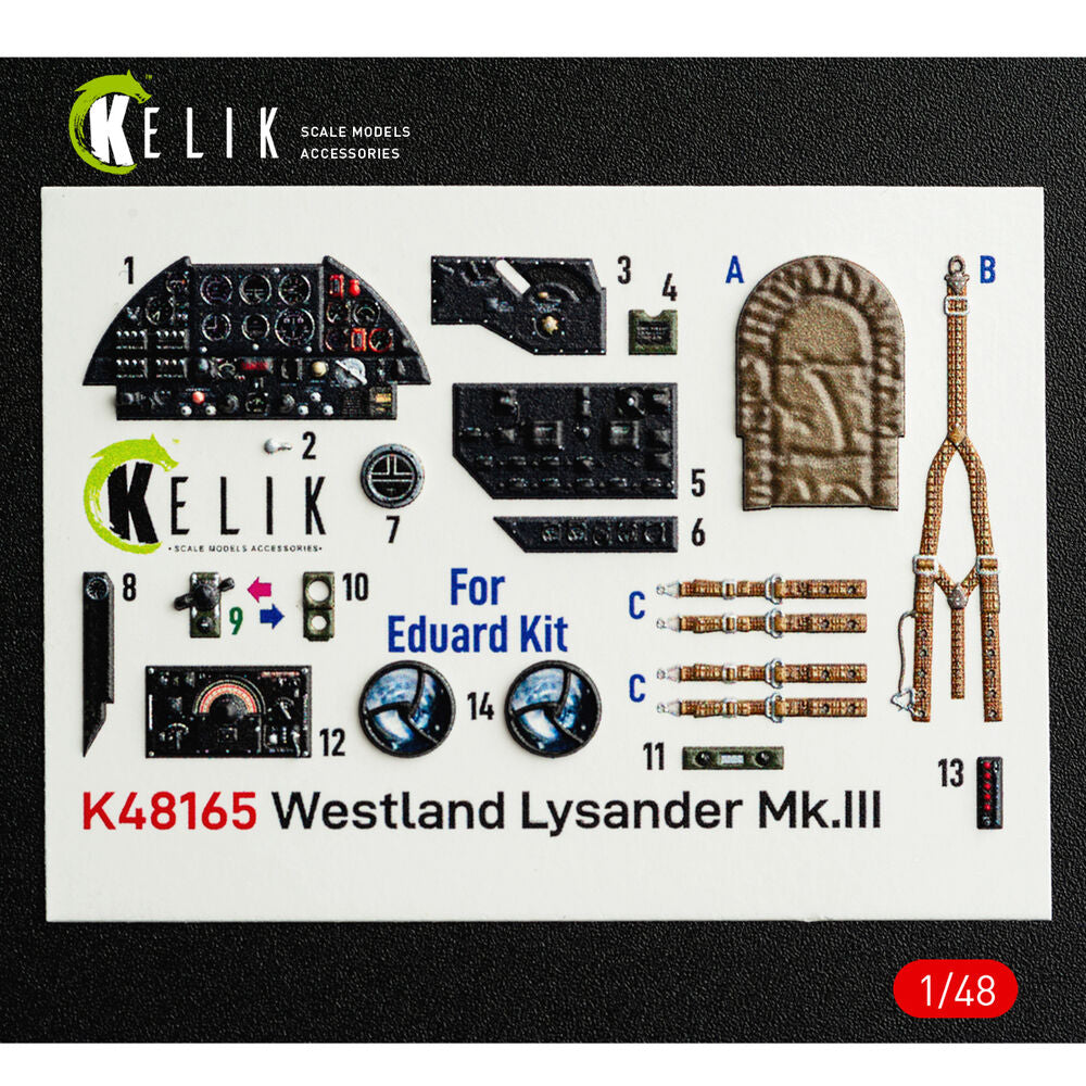 Westland Lysander Mk.III - interior 3D decals for Eduard kit