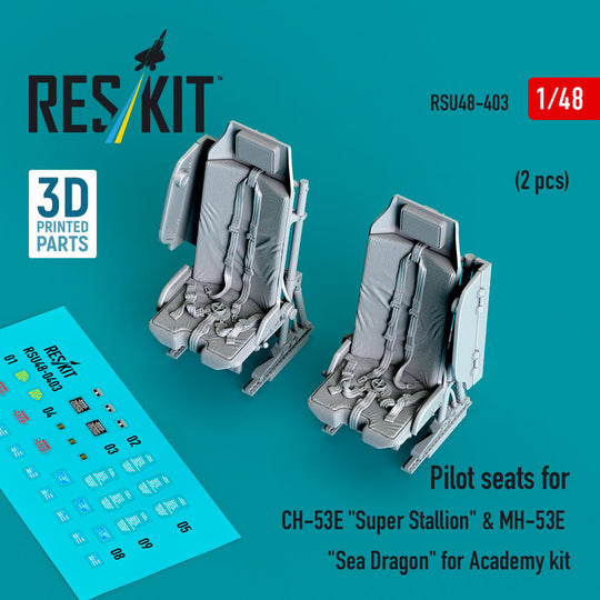 Pilot seats for CH-53E Super Stallion & MH-53E Sea Dragon for Academy kit (2 pcs) (3D printed)