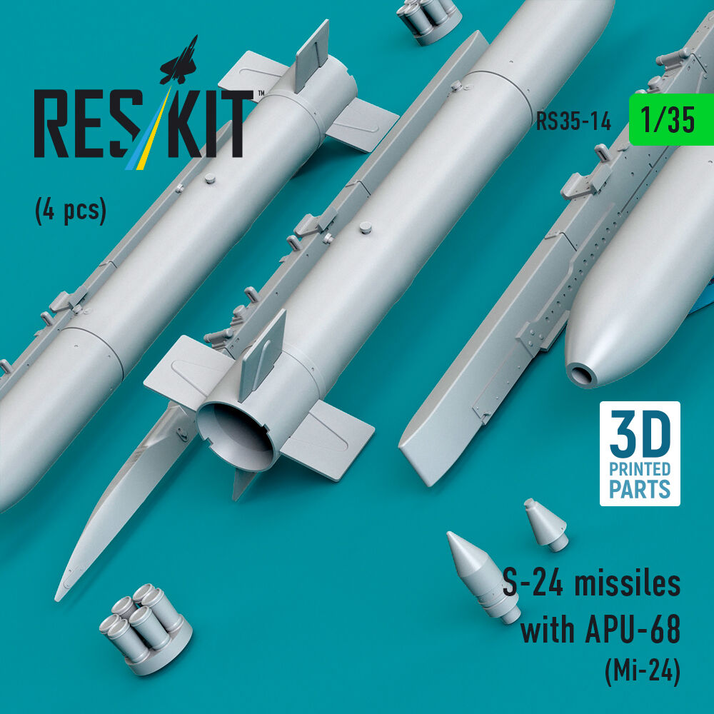 S-24 missiles with APU-68 (4 pcs) (Mi-24) (3D Printed)