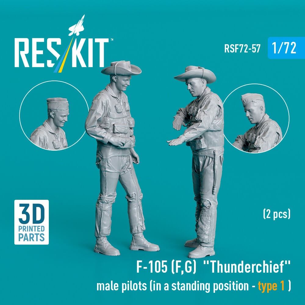 F-105 (F, G) Thunderchief male pilots (in a standing position - type 1 ) (2 pcs) (3D Printed)