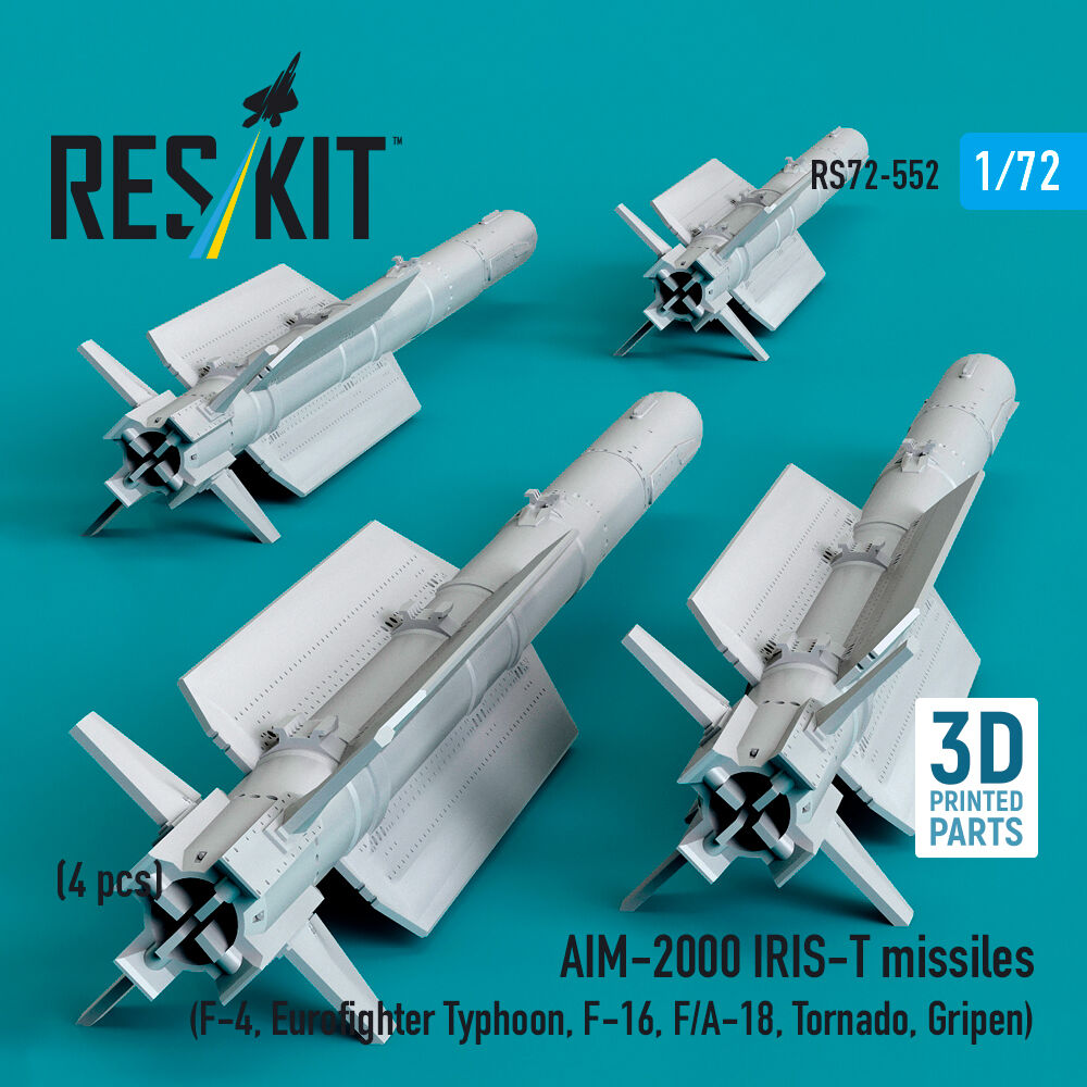 AIM-2000 IRIS-T missiles (4 pcs) (F-4, Eurofighter Typhoon, F-16, F/A-18, Tornado, Gripen) (3D Printed)
