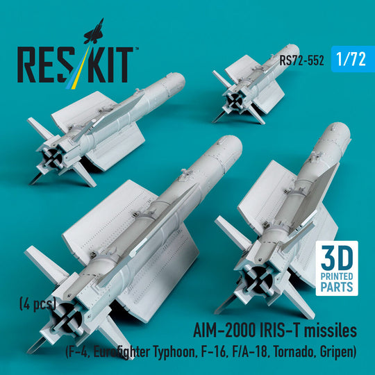 AIM-2000 IRIS-T missiles (4 pcs) (F-4, Eurofighter Typhoon, F-16, F/A-18, Tornado, Gripen) (3D Printed)