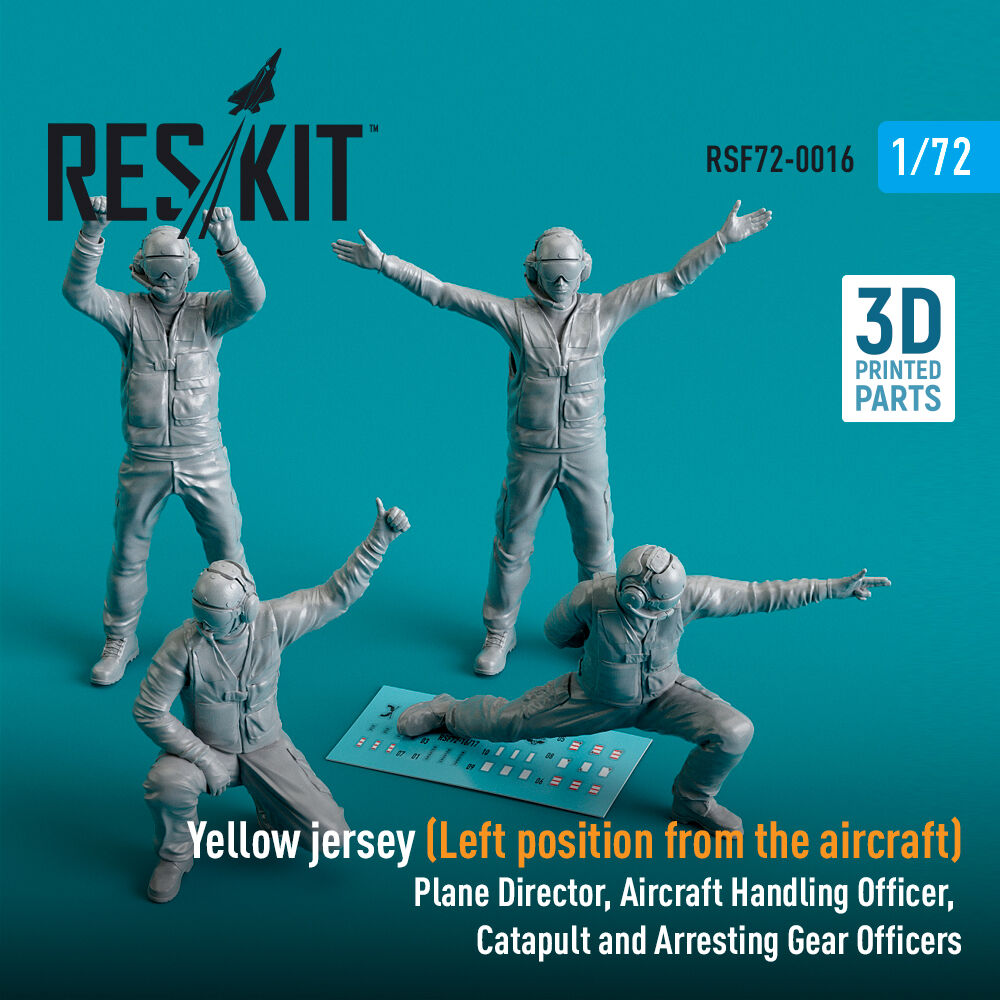 Yellow jersey (Modern) (Left position from the aircraft) Plane Director, Aircraft Handling Officer, Catapult and Arresting Gear Officers (4 pcs) (3D Printed)