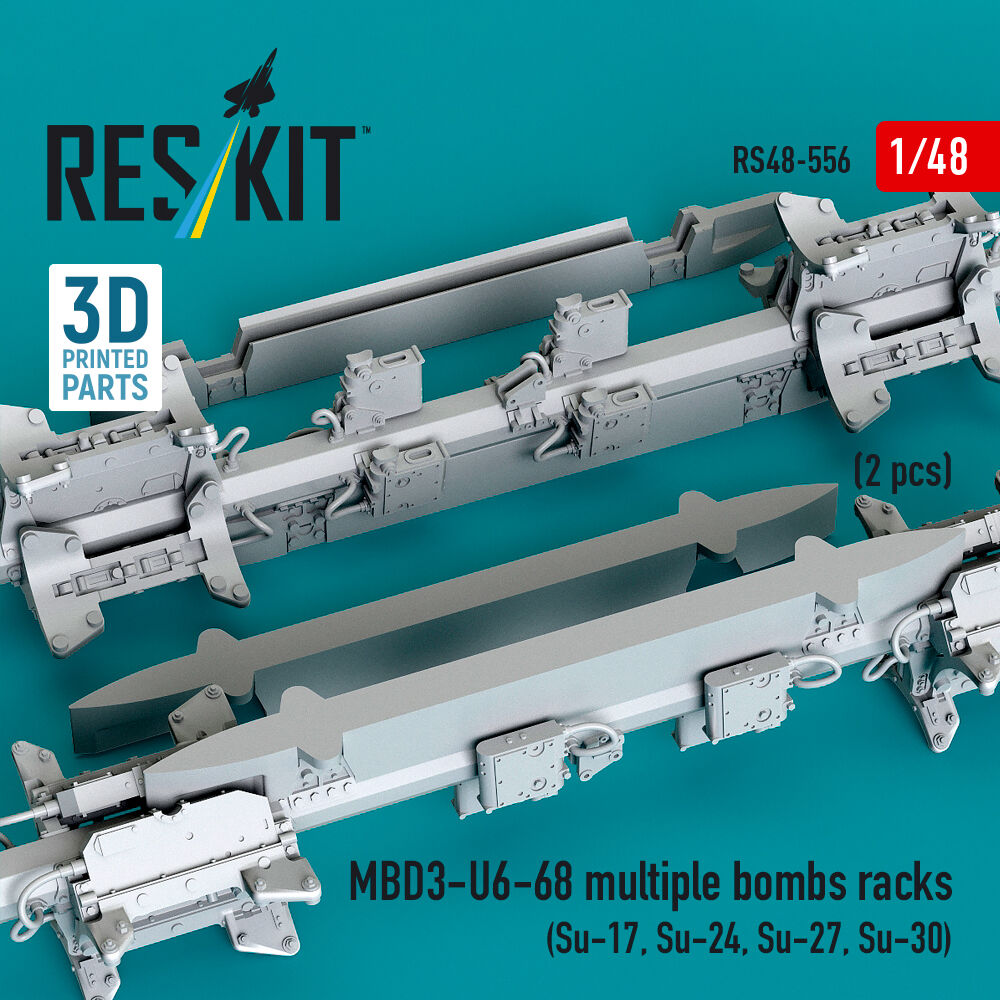 MBD3-U6-68 multiple bombs racks (2 pcs) (Su-17, Su-24, Su-27, Su-30) (3D Printed)