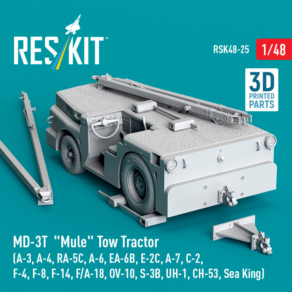 MD-3T Mule Tow Tractor (A-3, A-4, RA-5C, A-6, EA-6B, E-2C, A-7, C-2, F-4, F-8, F-14, F/A-18, OV-10, S-3B, UH-1, CH-53, Sea King) (3D Printed model kit)