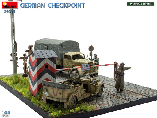German Checkpoint. 3t Cargo Truck 3,6-36S & Kfz.1 Type 170VK w/ Feldgendarmerie. Big Set