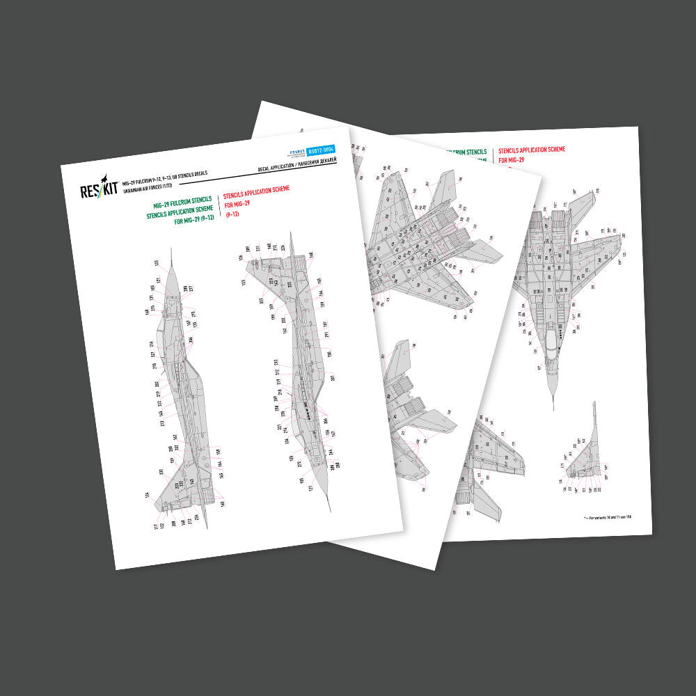 MiG-29 Fulcrum 9-12, 9-13, UB, Ukrainian Air Forces (Stencils Decals)