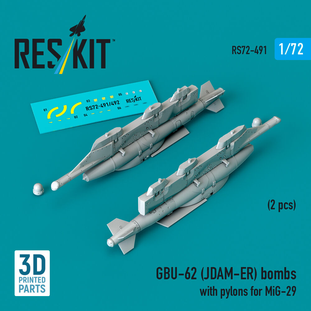GBU-62 (JDAM-ER) bombs with pylons for MiG-29 Fulcrum (2 pcs) (3D Printed)