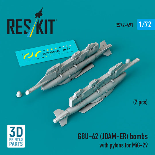 GBU-62 (JDAM-ER) bombs with pylons for MiG-29 Fulcrum (2 pcs) (3D Printed)