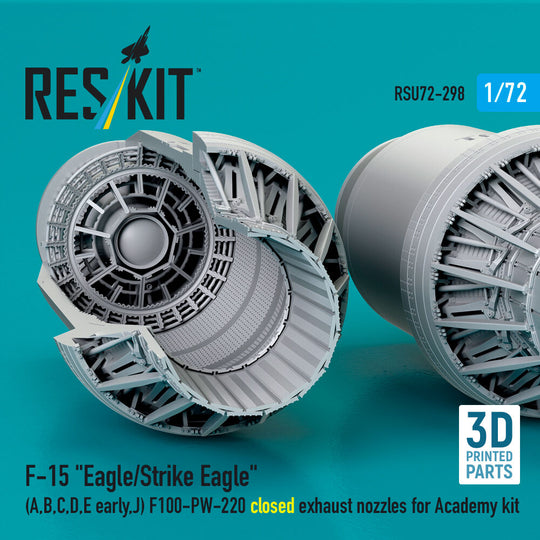F?15 Eagle/Strike Eagle (A, B, C, D, E early, J) F100-PW-220 closed exhaust nozzles for Academy kit (3D Printed)