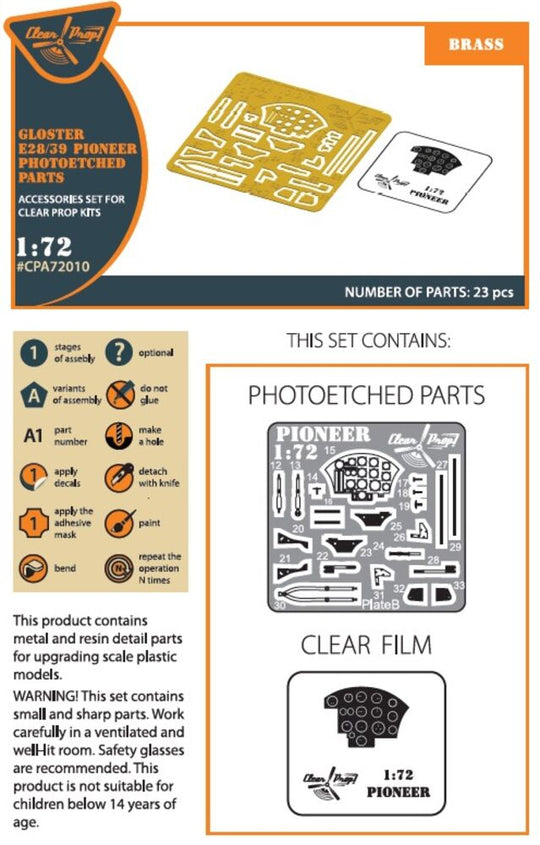 Gloster E28/39 Pioneer PE parts interior for CP kits CP72001/CP72007